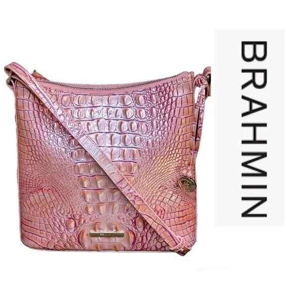 SOLD!! Brahmin Katie Melbourne Leather Crossbody Bag In Apricot Rose w/COA - Picture 11 of 11